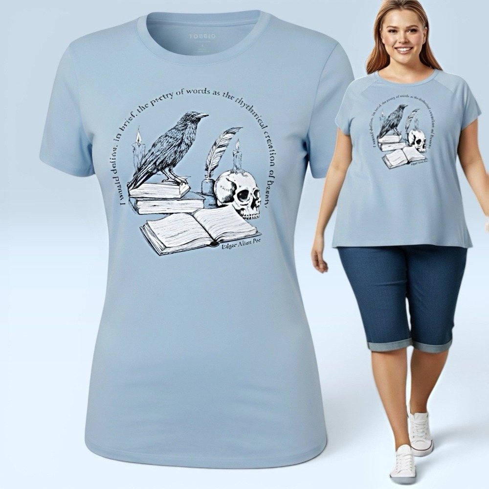 TORRID "Edgar Allen‎ Poe" Classic Heritage Jersey Crew Tee NWT Size 2X